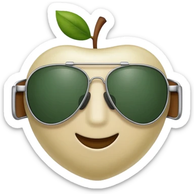 aviator sunglasses with light beige frame and dark green lenses, Apple emoji style, no text sticker