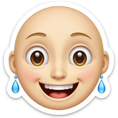 Emoji, laughing face with lots of tears of joy exactly from eyes, wide smile, big eyes sticker