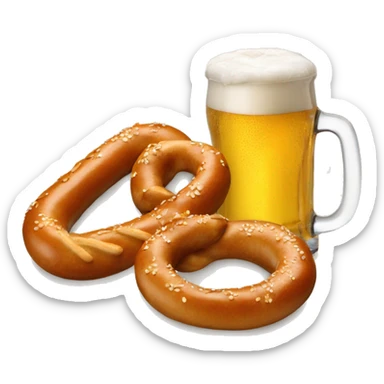 weisswurst next to a glass of beer and a pretzel sticker