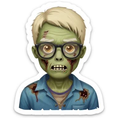 Zombie with big glasses more visible glasses, some difference between zombie and glasses, half body sticker