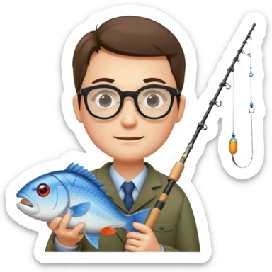 Accountant who wears glasses and loves fishing with fair skin and bold spot no hat sticker