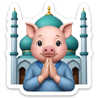 A pig is pray in mosque  sticker