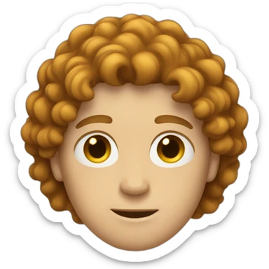 white guy with brown curly middle parting hair sticker