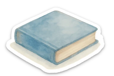 antique closed book, blue color, dreamy painterly watercolor style, visible brushstrokes, a little more saturation and contrast sticker
