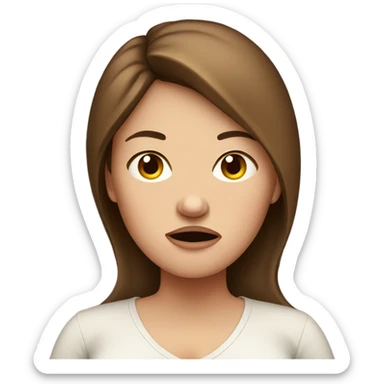 White pregnant woman with brown hair. Uncomfortable and angry. sticker