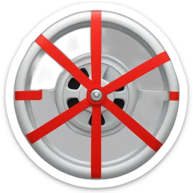 a wheel with a stop sign sticker