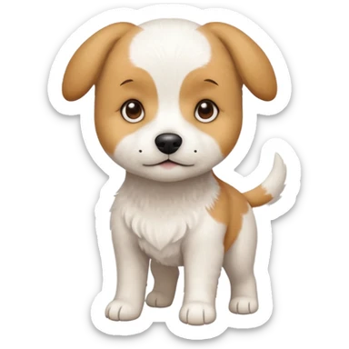 a full body white beagle x maltese x chi dog the size of a kelpie with light brown ears and a light brown patch on one eye sticker