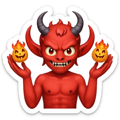 A demon with 2 hands 1 is holding 9 and the other 1 is holding 11 sticker