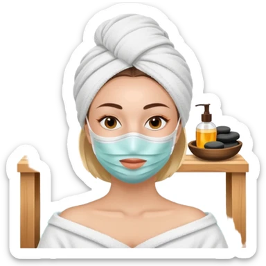 Lady with face mask spa beauty full face relaxing sticker