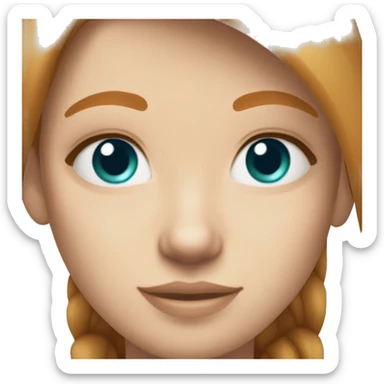 A girl with straight hair ginger hair half head of blonde highlights freckles long lashes teal/blue eyes beautiful face cute nose medium skin tone sticker