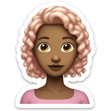 uma menina de cabelo longo liso preto, olho levemente puxado cor de mel, sobrancelha reta e levemente arqueada com boca rosada carnuda sticker