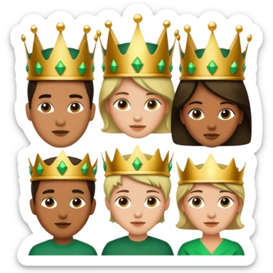 Several people with a crown that unites them with golden and green colours sticker