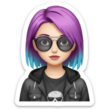 stylish teen girl wearing shades and dyed her hair, grunge outfit sticker