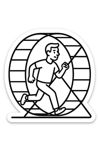 Uomo che corre dentro la ruota del criceto sticker