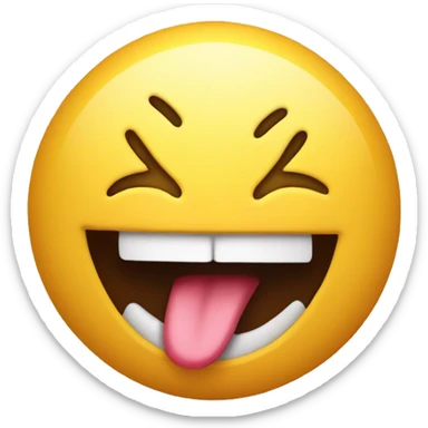 Emoji with its tongue out shaking it  sticker