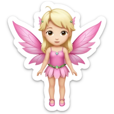 fairy with blonde hair, pink wings, chibi full body sticker