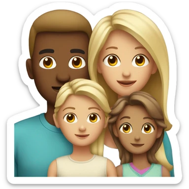 blonde mom dad and 3 daughters with brown son sticker