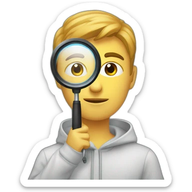 Un jeune homme qui regarde dans une loupe sticker