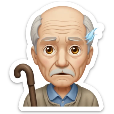 old man with Resentment - bitter indignation at having been treated unfairly - waving cane sticker