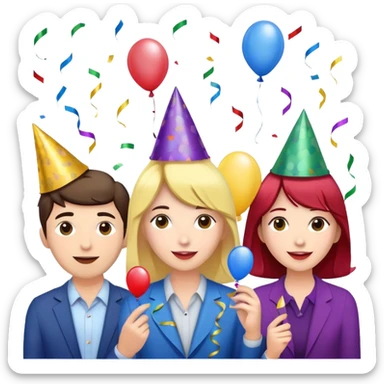 Party celebration with confetti and balloons sticker