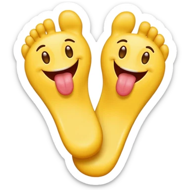 emoji with tounge sticking out and feet sticker