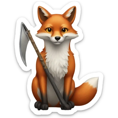 fox with a sward sticker