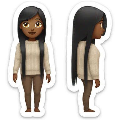 Brown skin girl with straight black hair wearing sweater sticker