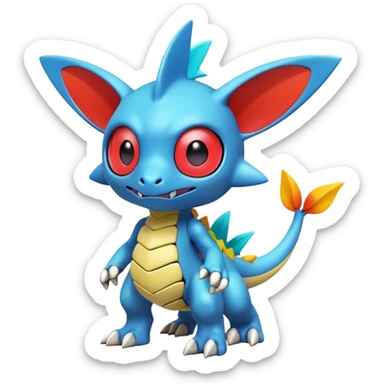 A 3D CGI model of a randomly-colored cool badass cute Fakémon-Pokémon-Digimon-Spectrobe-creature (full body) sticker