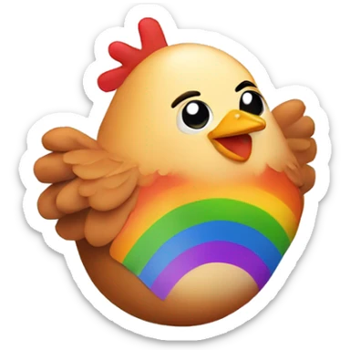 Chicken thigh with rainbow sticker