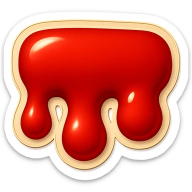 Make the blood drips wider and ensure they overlap horizontally in a retro sticker style with a transparent background. sticker