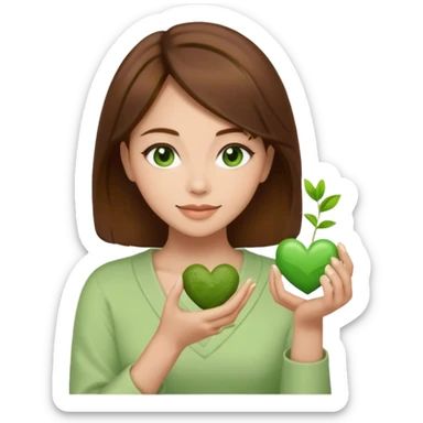 Brown hair Nurse with green heart surround her and she is grabbing a matcha sticker