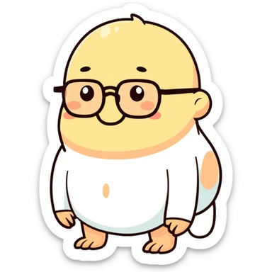 Person pooping while having mole on nose and wearing square shaped glasses sticker