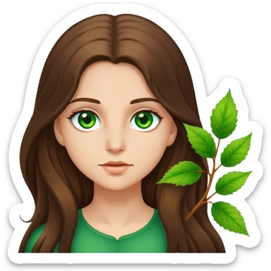 Caucasian girl long brunette hair green hazel eyes sticker