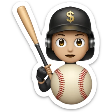 a Bomb emoji holding a baseball bat with money sign eyes sticker