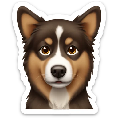 Finnish Lapphund brown. His nose and face is dark brown spotted.  sticker