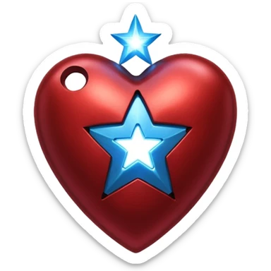 A red Iron Man heart with a glowing blue star in the center sticker