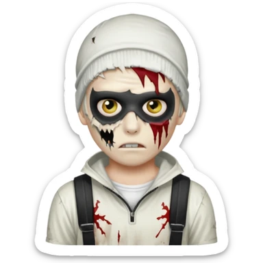 zombie boy with emo hair and white shirt with a ski mask on hair FROM Nike pra syna sticker