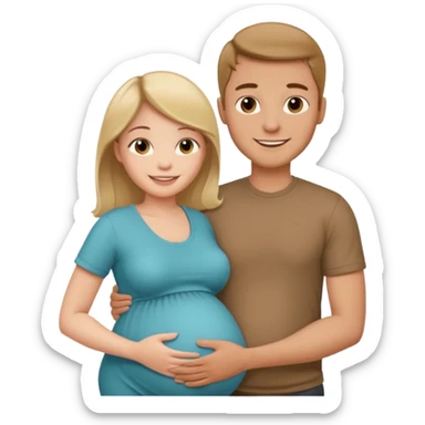 pregnant woman with her man next her with his arm around her sticker