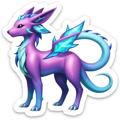 Shiny Irideacent Nebula Suicune-Aurorus-Salandit-Glaceon-Meganium-fusion (full body) sticker