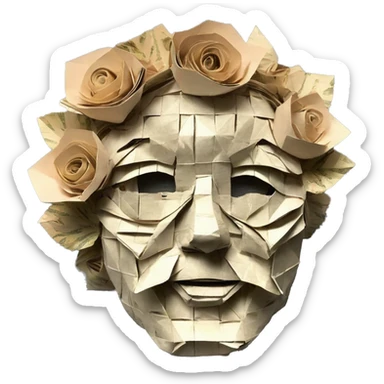 Shakespeare made of origami newspaper roses 420 hemp leaves sticker