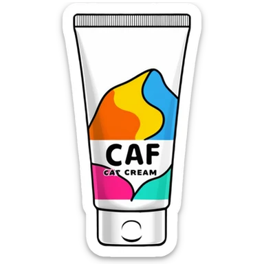 crumpled, empty hand cream tube, flattened and wrinkled, cap on, no face, bright and colorful, decorated like a beauty product sticker