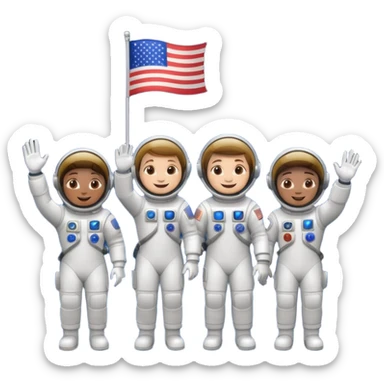 astronauts with flag sticker