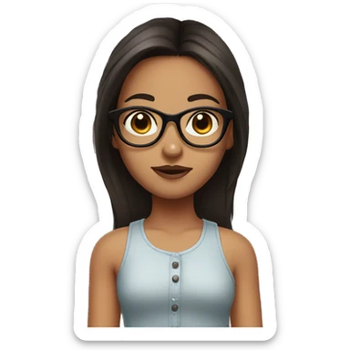 Girl with dark brown hair, tank skin and glasses, as well as a nose piercing sticker