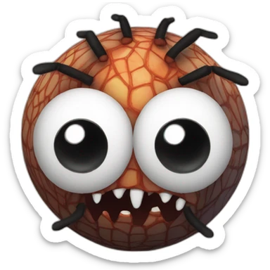3d sphere with a cartoon Cave Spider skin texture with big stupid eyes sticker
