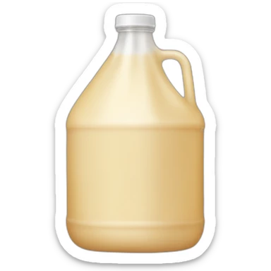 gallon milk jug filled halfway with brownish yellow liquid sticker
