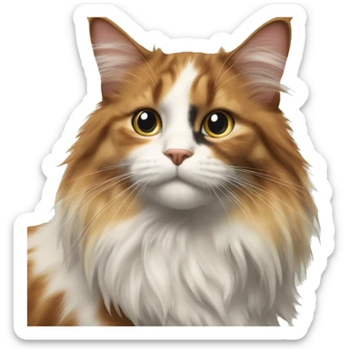realistic long haired calico cat indoors scene  sticker