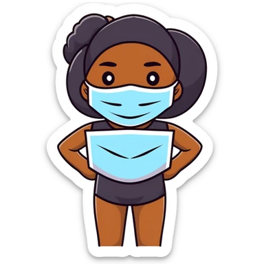 Black girl with facial mask during skincare sticker