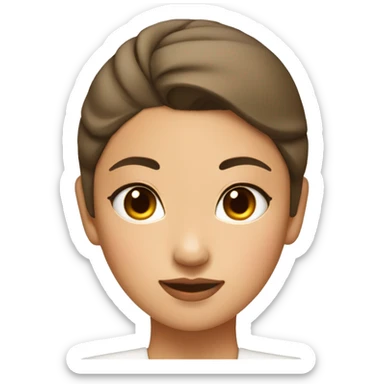  tan Asian girl with a middle part slick back bun relaxation face  sticker