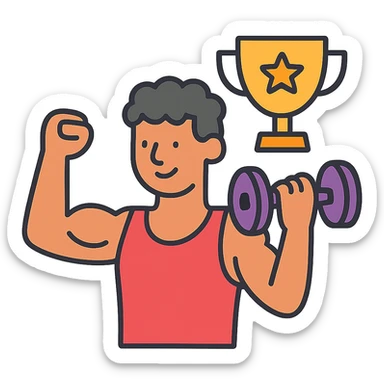 a sportman has a great results doing his workouts sticker