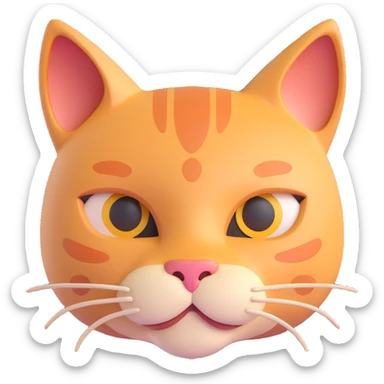 3D emoji style cat head only with neutral face inspired by Solana logo for a crypto project sticker